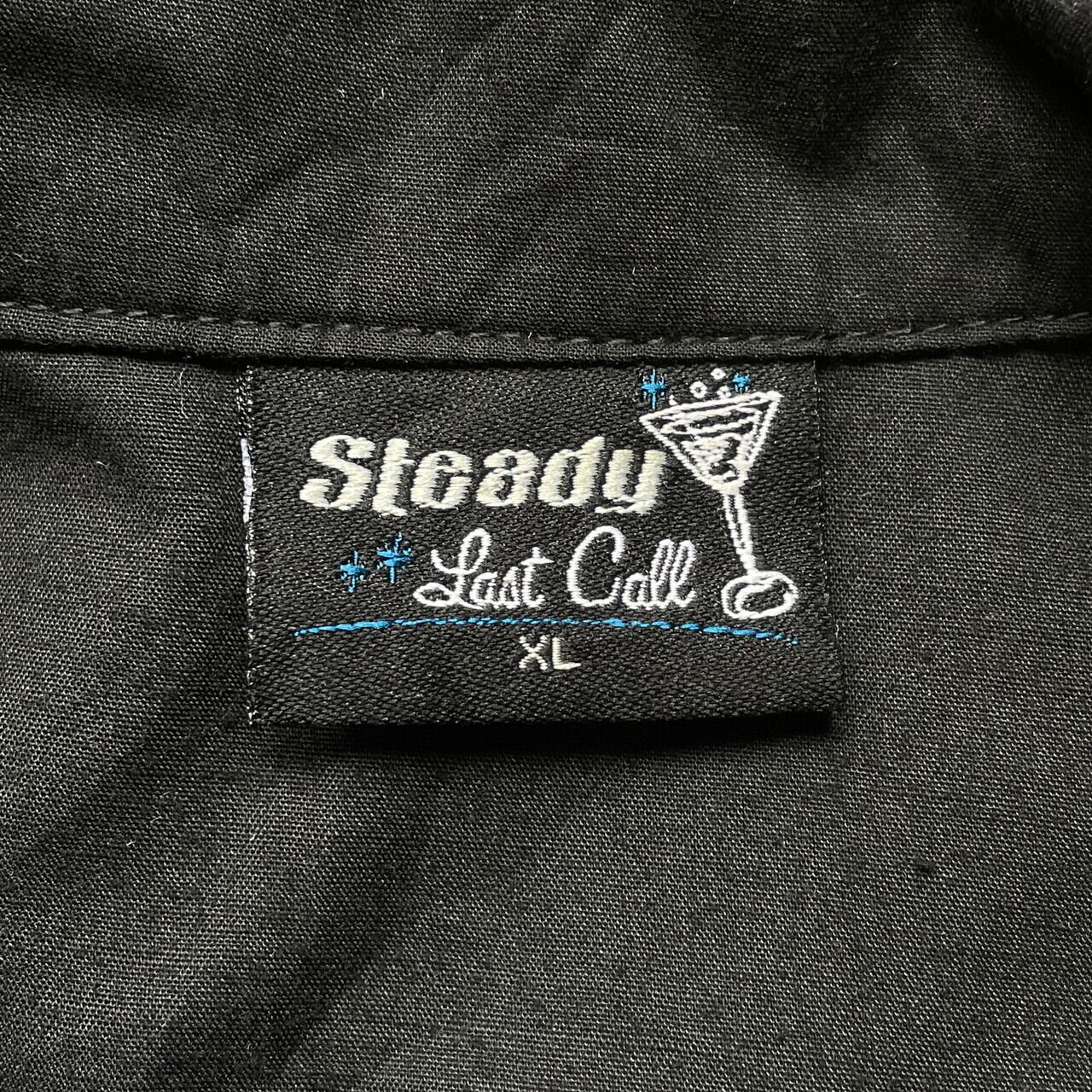 USA製 Steady 刺繍 バックプリント ボウリングシャツ メンズXL 古着