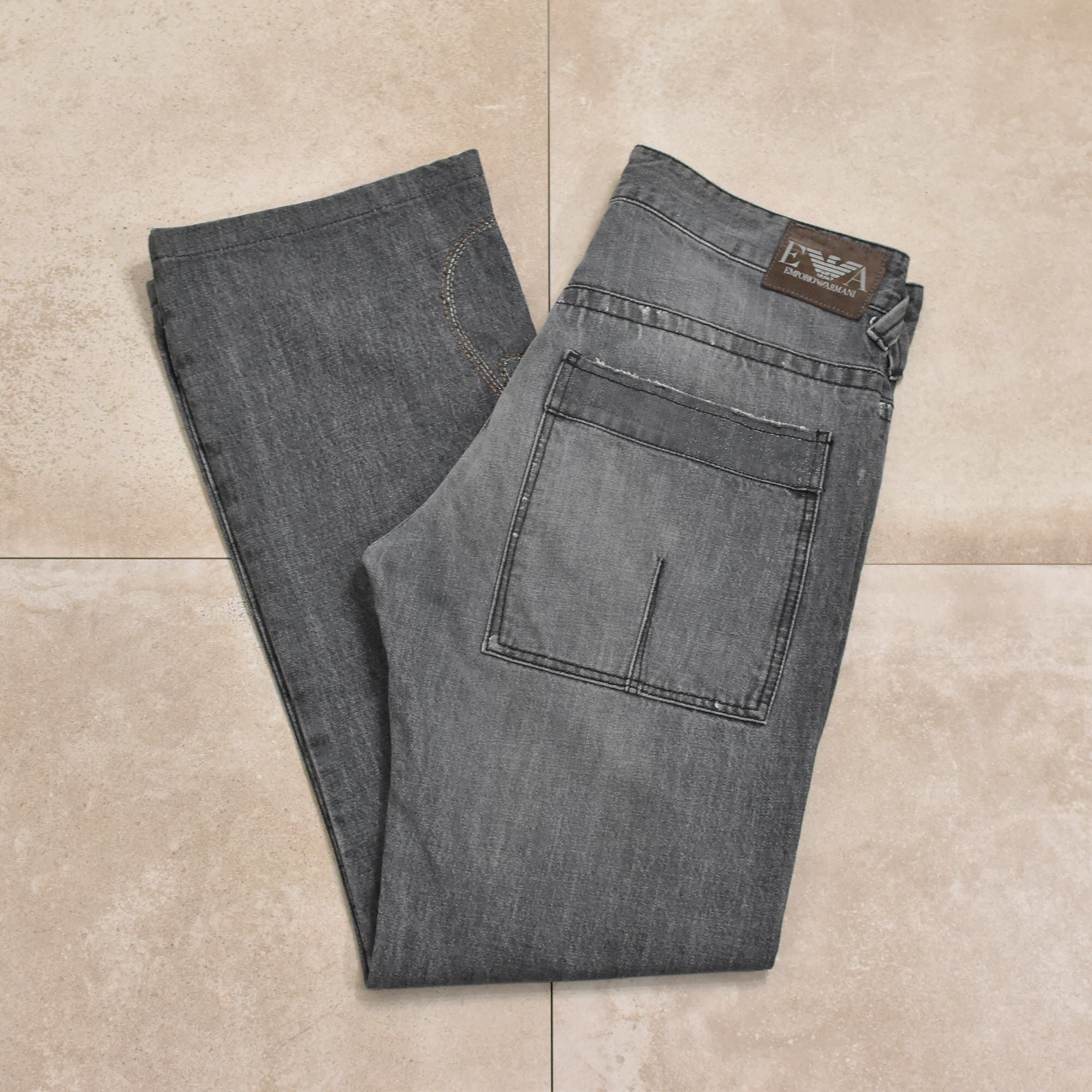 【希少】【イタリア製】ARMANI JEANS バギーデニム グレー 色落ち 希少】【イタリア製】ARMANI JEANS バギーデニム グレー 色落ち