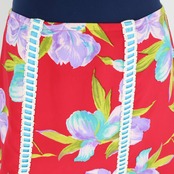 【美品 フラメンコ衣装】レッド ファルダ ボランテ スカート フリル 赤 ピンク 梯子リボン 花柄 水色 紫 レース リボン 白 レッスン 練習 レディース コスチューム