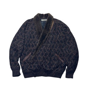 Made in Italy mouton-collar multicolor knit blouson