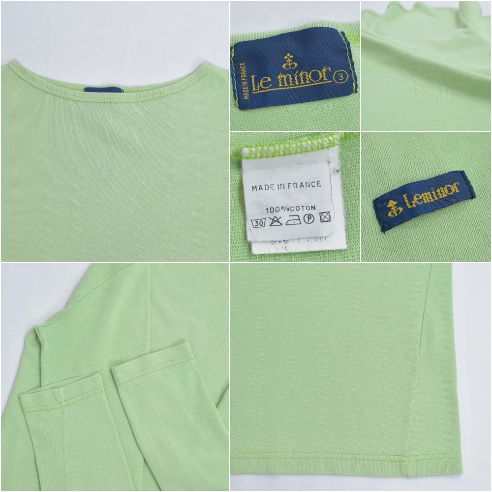 【タグ付・新品】Le minor ワイドカットソー VERT ルミノア グリーン フランス製 Le minor ルミノア バスクシャツ 無地 長袖 カットソー