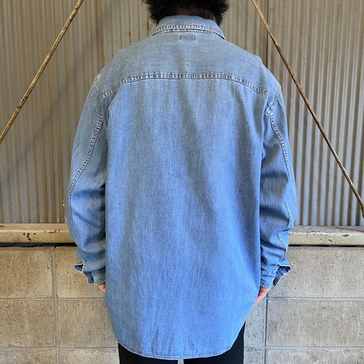 Levi's リーバイス 長袖 デニムシャツ メンズL 古着 薄色 ブルー 青