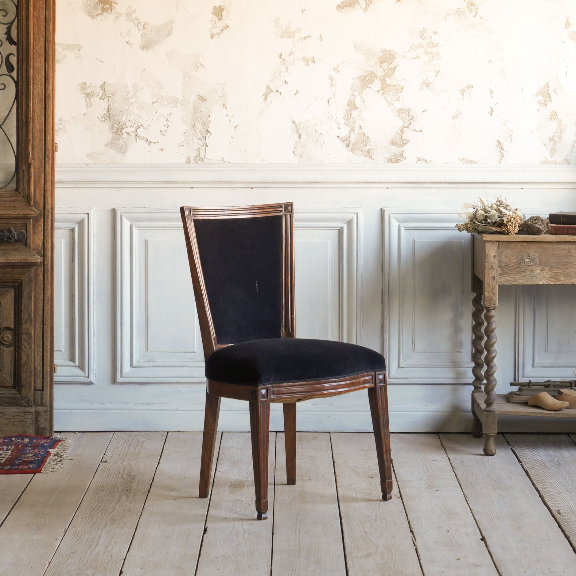 チェア/アンティークチェア/フランス家具/1900年代/オーク材/ディスプレイ/空間装飾/ファブリック/椅子/イス
