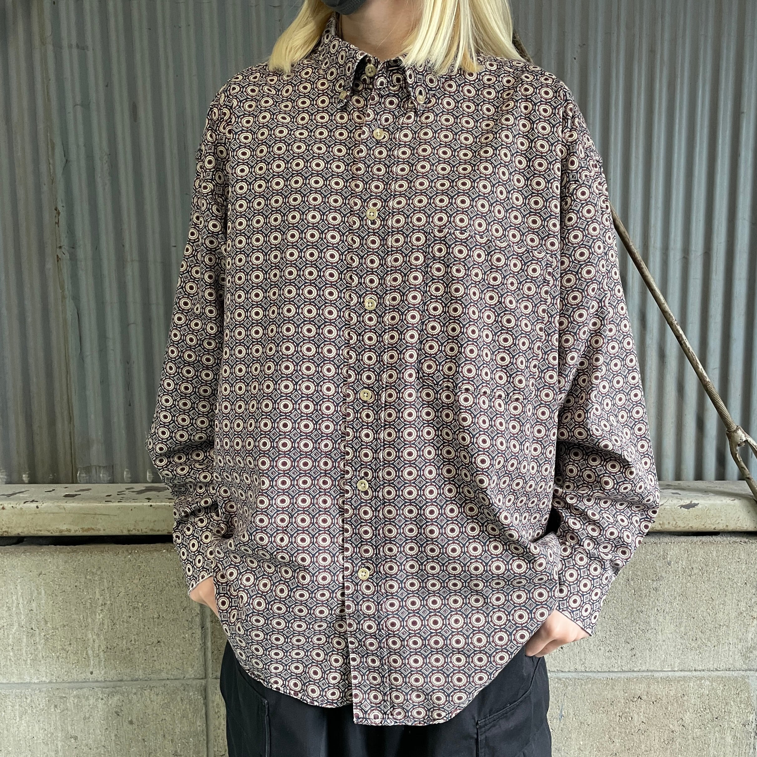 90年代 NATURAL ISSUE 長袖 小紋柄 総柄シャツ メンズL 古着 90s ヴィンテージ ビンテージ  ボタンダウンシャツ【長袖シャツ】【AN20】 | cave 古着屋【公式】古着通販サイト