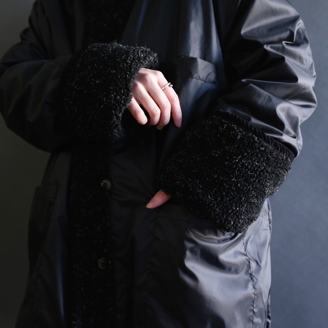 reversible design boa fleece switching jacket coat