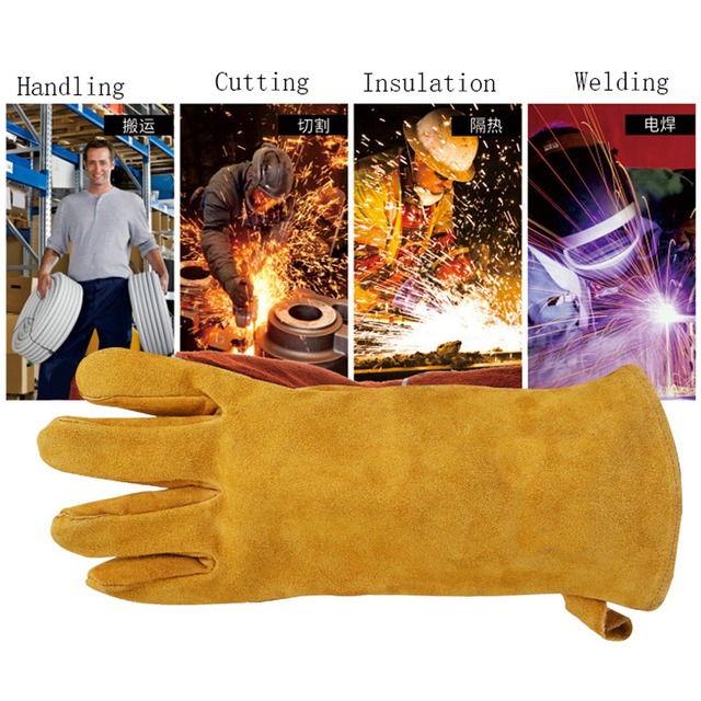 新しい牛革溶接手袋tig mig mag高温耐摩耗性作業労働保護作業手袋