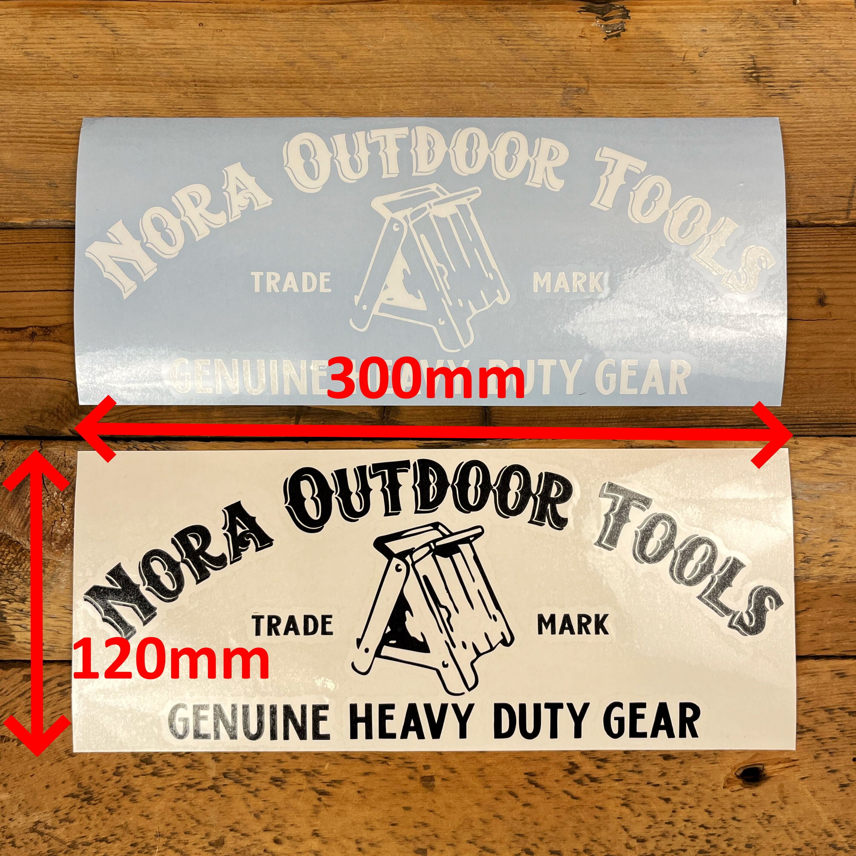 ドデカ転写ステッカー「NORA OUTDOOR TOOLS」黒・白 | 野良道具製作所
