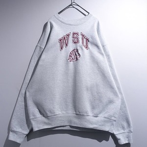 90s "FRUIT OF THE LOOM" Grey WSU College Embroidered Design Sweat