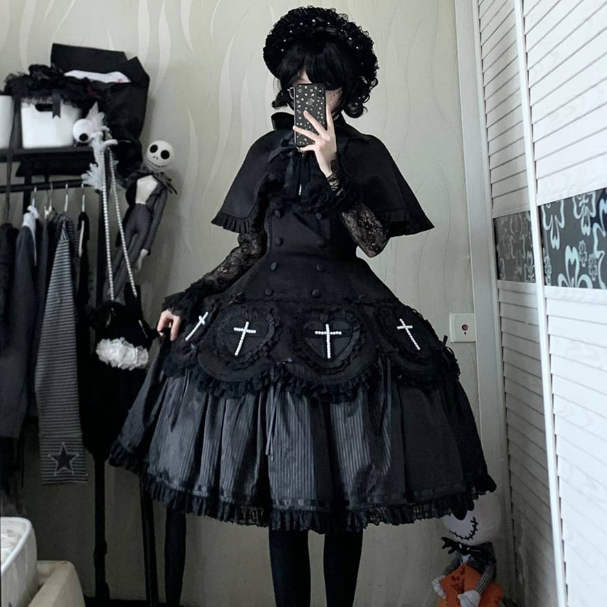 ゴスロリ ダークウィドウ 魔女 ボンネット 病み可愛い ダークゴシック