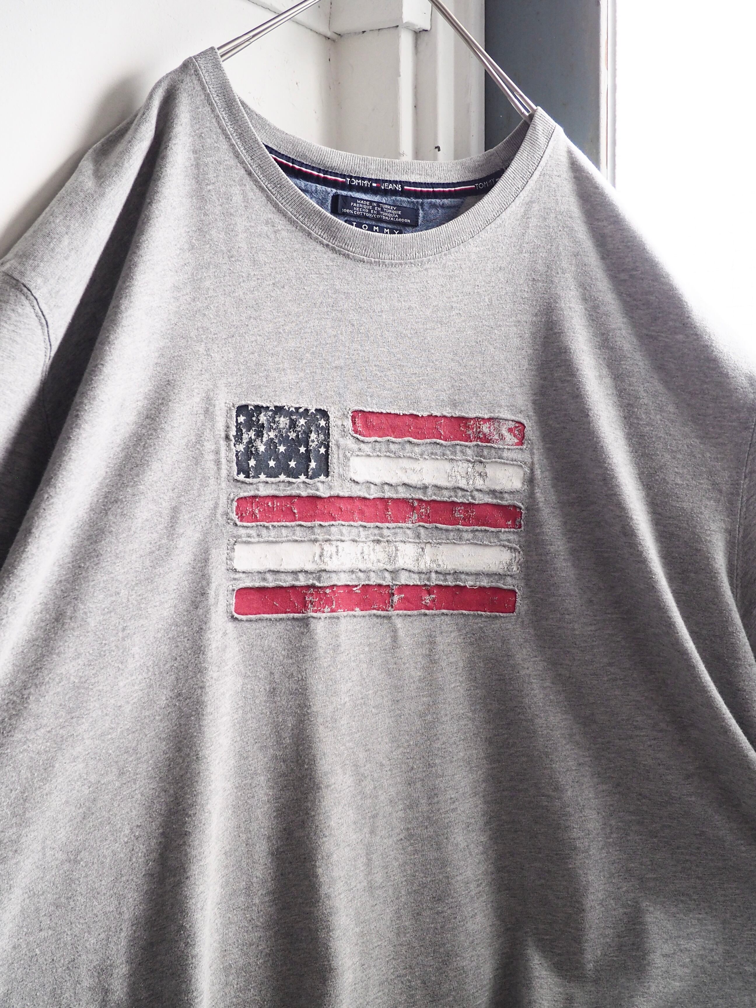 ” TOMMY HILFIGER ” American flag logo embroidery loose silhouette Tee