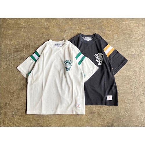 AMERICANA(アメリカーナ) Lyocell Cotton Switching Rib College Print Football S/S Tee