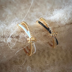 cz enamel knot ring【 4color 】