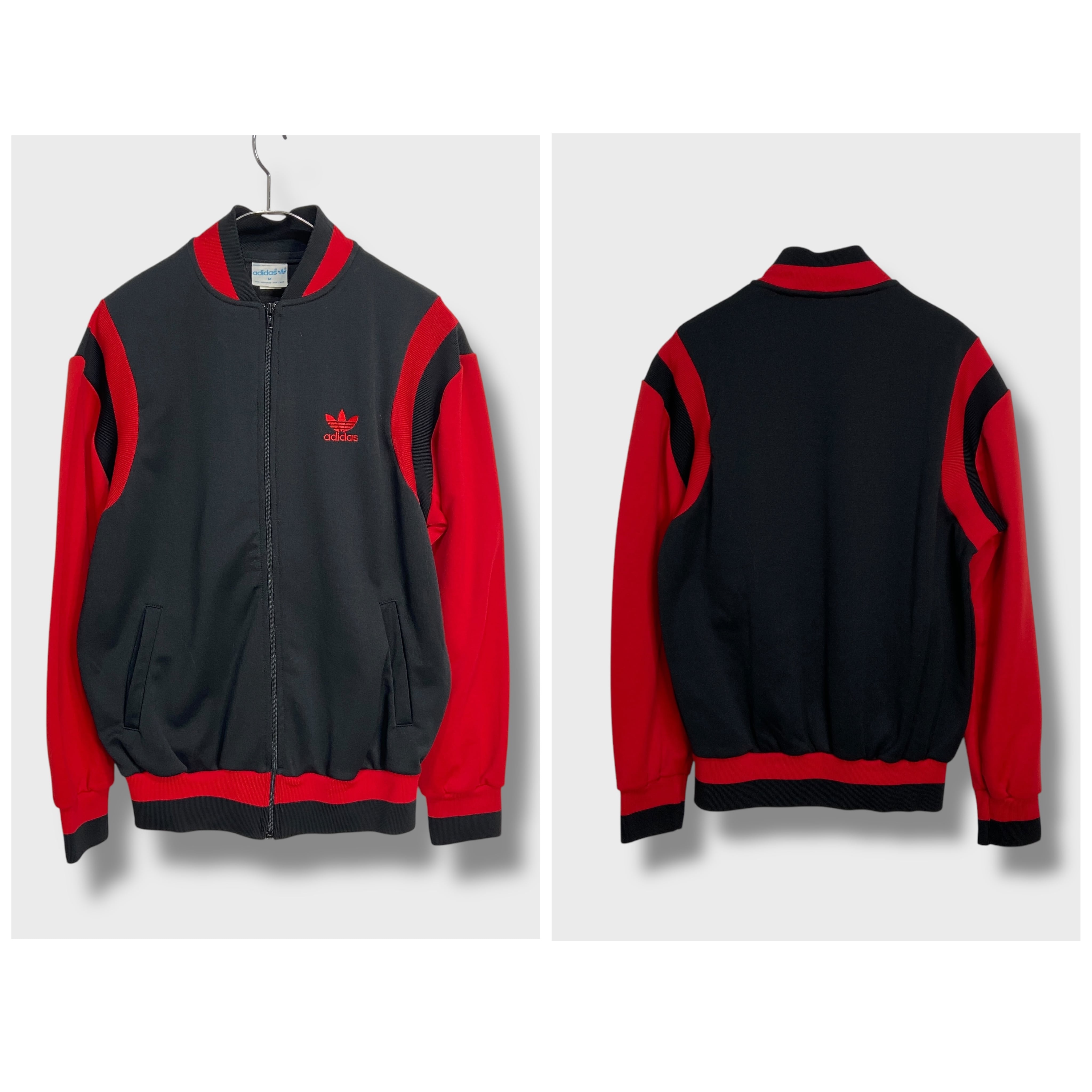 美品 80s adidas ジャージセットアップ トラックジャケット 黒 M