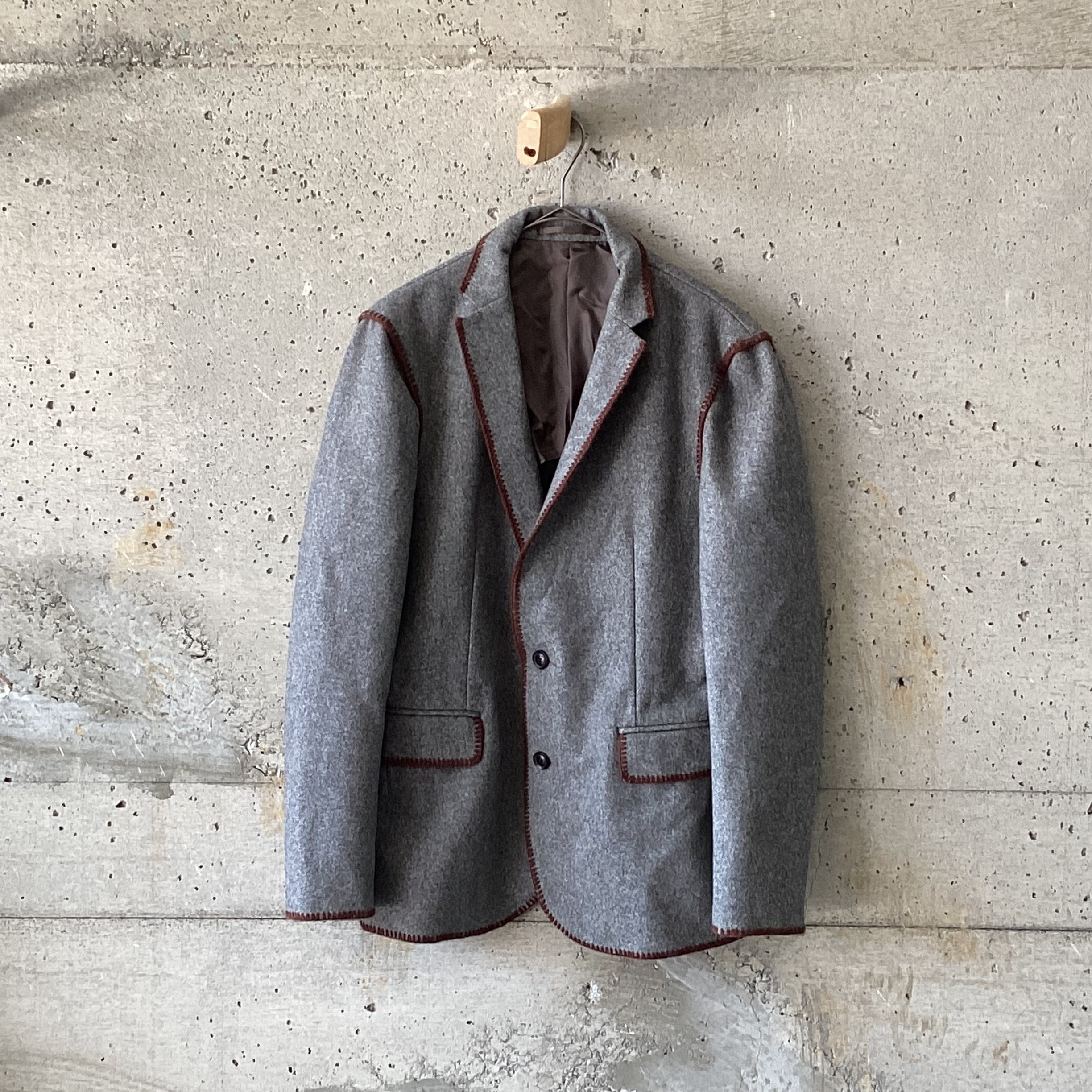 Brown stitched wool jacket