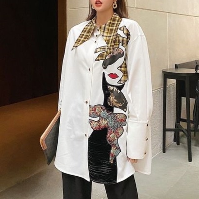 トップス シャツ レディース  送料無料 袖あり 長袖 襟付き チェック ビッグカラ—  ビッグプリント パフスリーブ 大人可愛い シンプル 大人 上品 おしゃれ お洒落 エレガント 大きめ ビッグシルエット  白 ホワイト 緑 グリーン 水色 ブルー 黒 ブラック 無地 パステルカラー 春カラー 春 20代 30代 40代 50代 女性用 ママ オフィス ビジネス OL 通勤 着回し 普段使い ファッション コーデ スタイル モテ プレゼント ギフト 定番 プチプラ 安い 送料無料 流行 トレンド