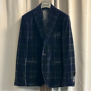 "未使用品" 52 INCOTEX COTTON VELOR CHECK JACKET