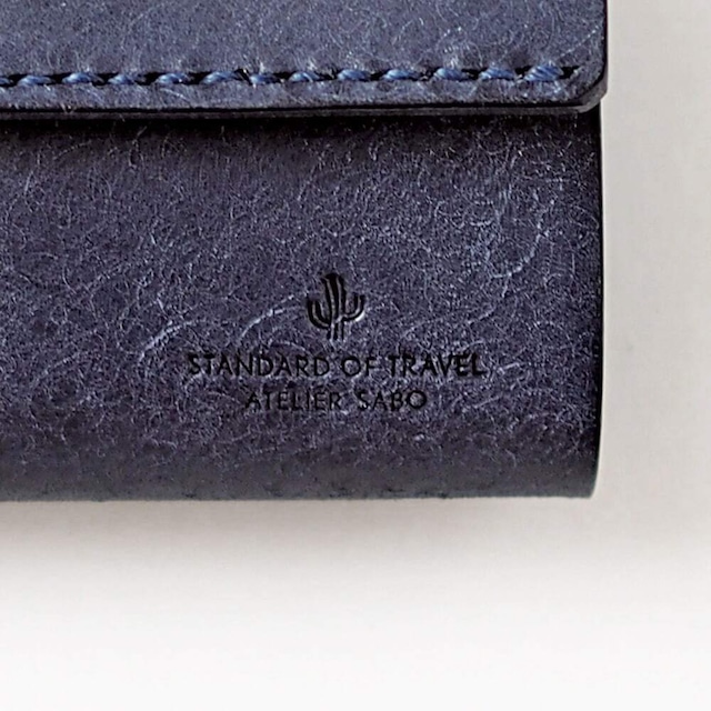 使いやすい 三つ折り財布 【 ネイビー 】 レディース メンズ ブランド 鍵 小さい レザー 革 ハンドメイド 手縫い