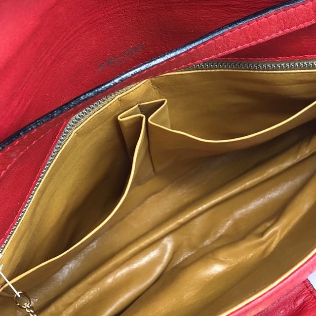 CELINE セリーヌ ショルダーバッグ レッド ブラゾン レザー vintage ヴィンテージ オールド mv242g