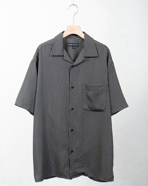 "BARACUTA" open collar rayon linen plaid shirt