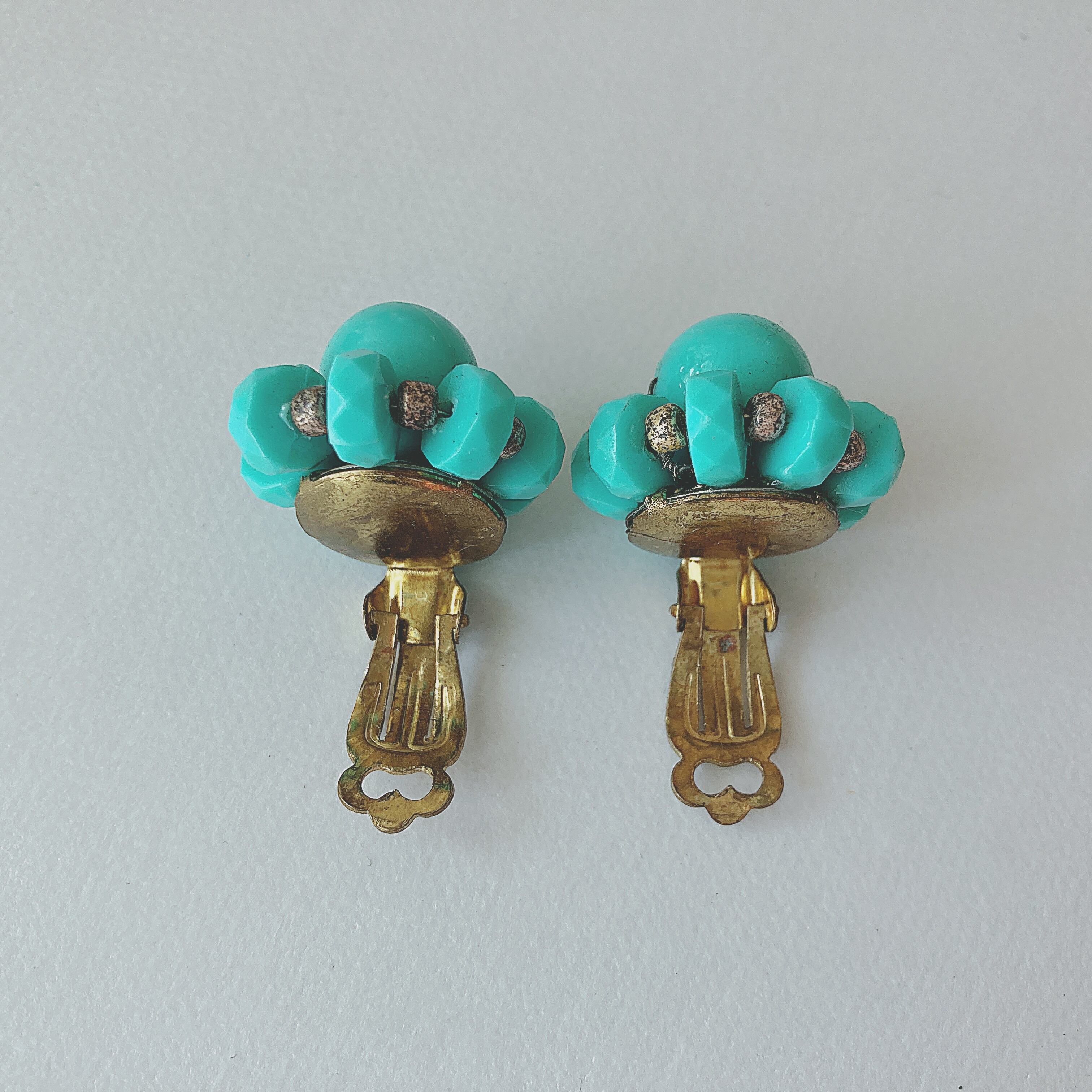 Vintage 50s - 60s Western Germany blue plastic gold beads Vintage 50s - 60s Western Germany blue plastic gold beads