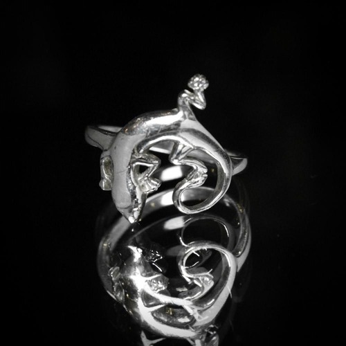 Vintage Animal Motif Silver Ring [STERLING] Lizard Design