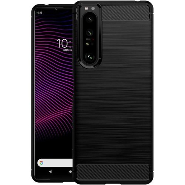 WOEXET Xperia 1 III ケース SO-51B SOG03 カバー 衝撃吸収 カーボン 指紋防止 シンプル ソフト 滑り止め エクスペリア 1 iii 防御系のケース 黒 11