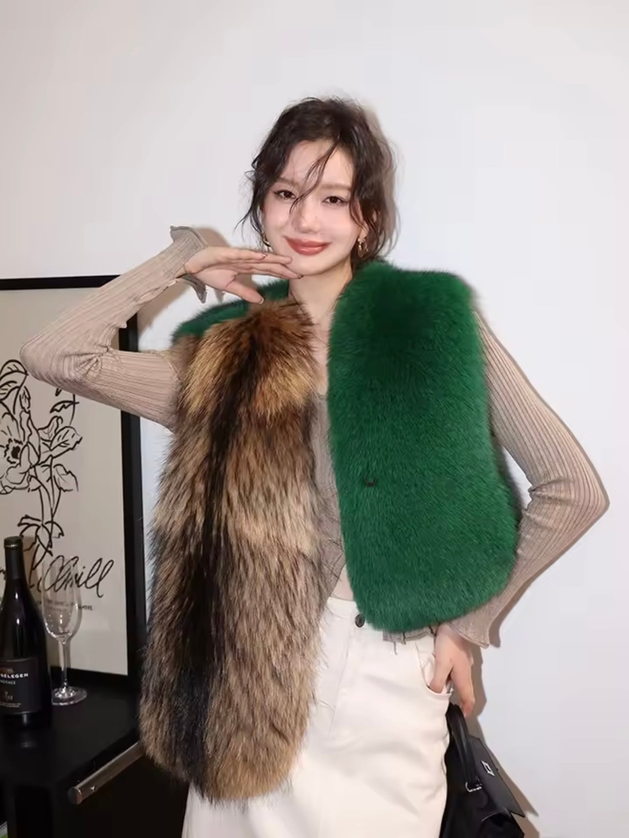 High-class fox fur vest《 即日発送 》