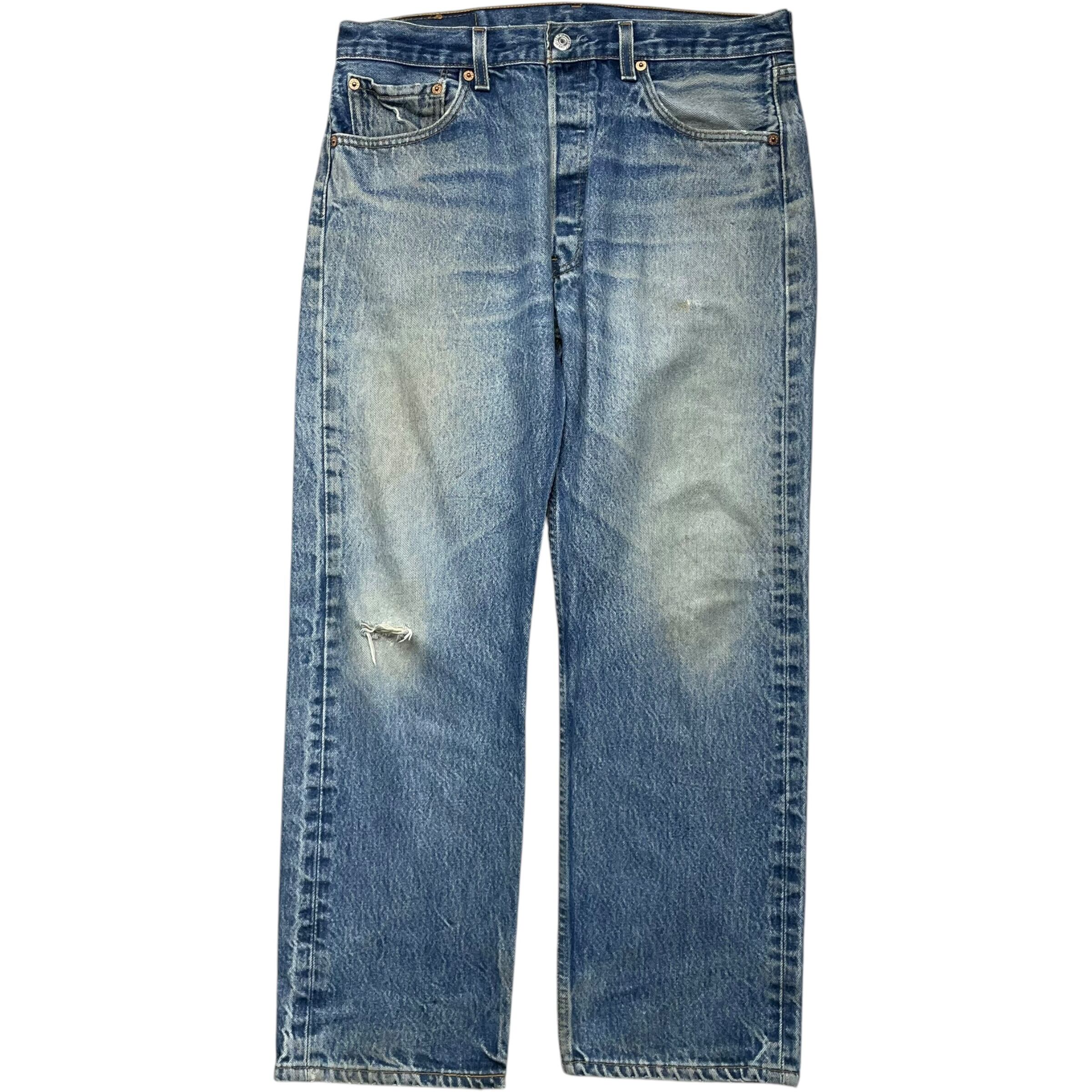 《実寸 W33L27》 Levi's リーバイス 501 デニムパンツ ストレート 色落ち ヒゲ ダメージ USA製 no.7165