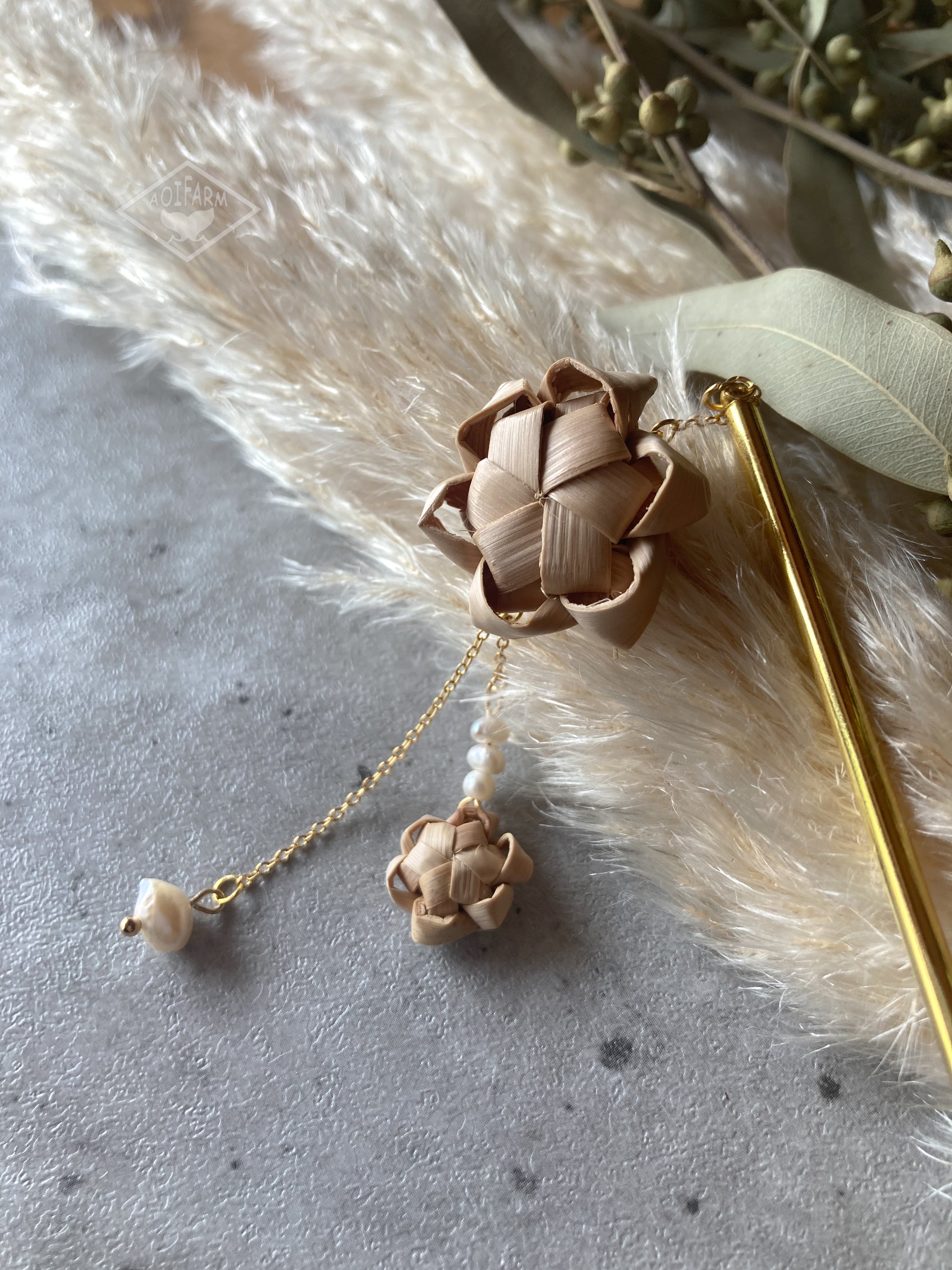 蔓薔薇のゴールドタッセル収納3点セット