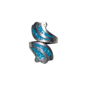 vintage mexican silver serpent ring set with turquoise (size14, 4.42g)