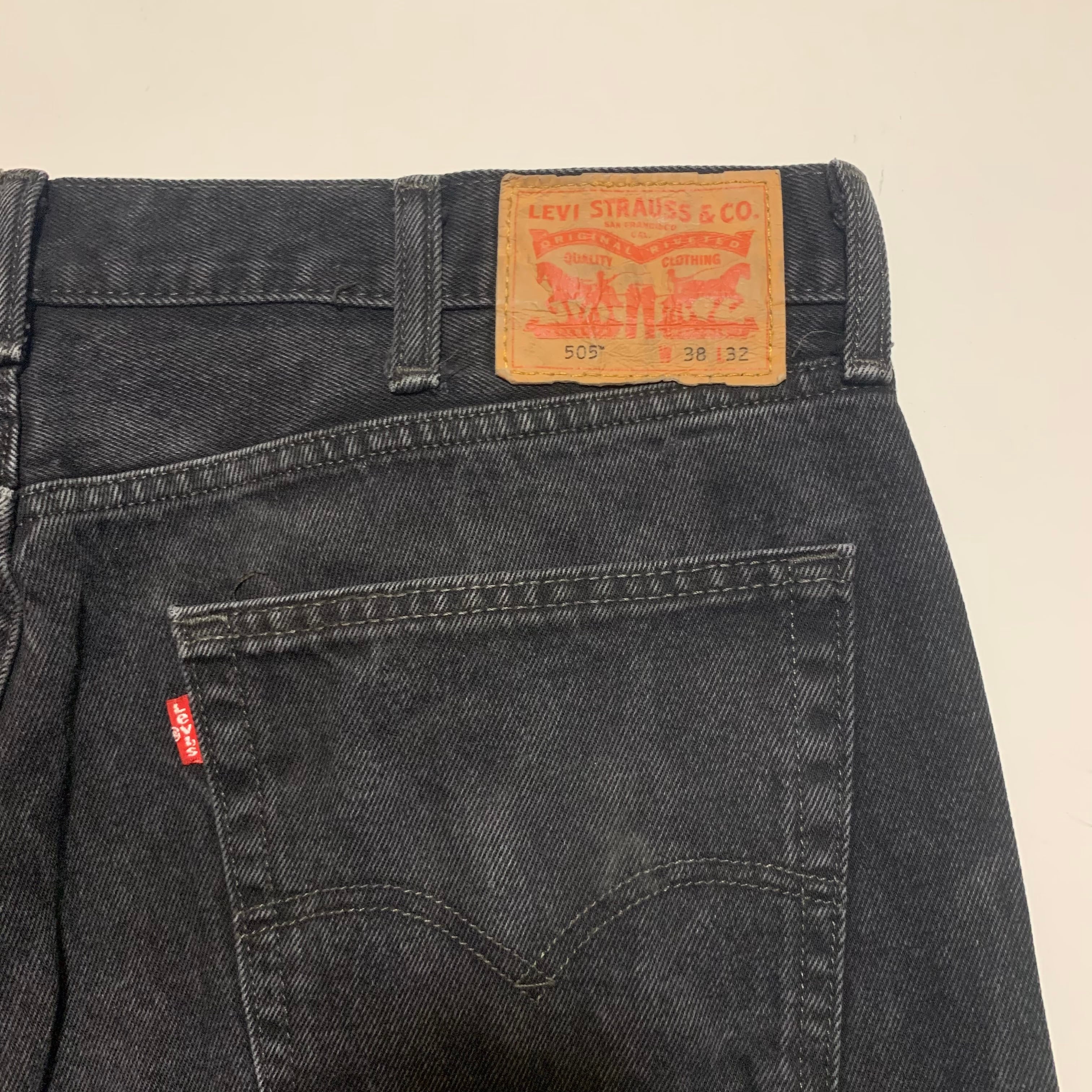 6163 Levi's リーバイス 505 ブラックデニムパンツ テーパードデニム