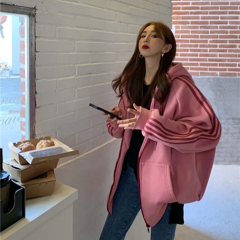 ベルベットルーズセーター レディースオータムウィンターブラウス ジッパーカーディガンジャケット コットン 秋物 冬物 ドラファッションホール60888146348