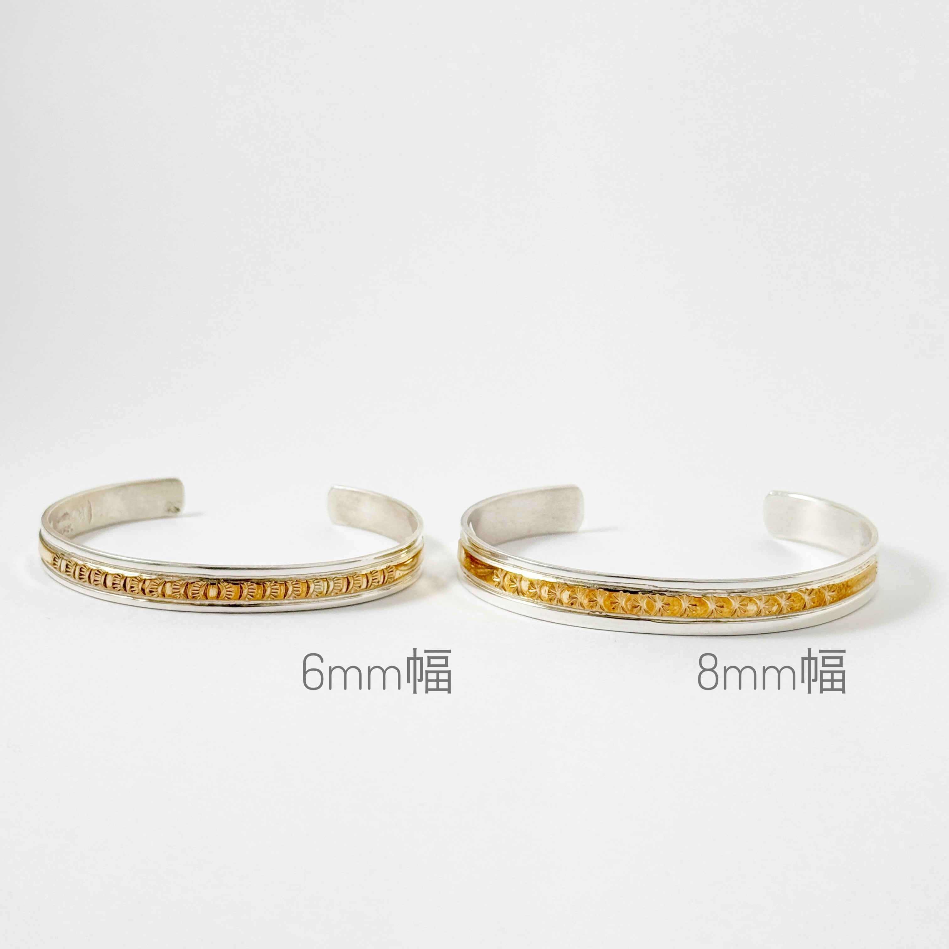 Indian Jewelry 》Silver x Gold Coating 6mm幅 コンビ スタンプワーク
