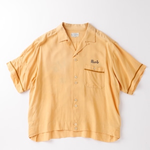 【逸品】50s special Vintage bowling shirt open collar shirt Orange S/S made in USA / 50年代 スペシャル ヴィンテージ ボーリングシャツ オープンカラー シャツ ビッグサイズ サイズ16H 実寸L サマーシャツ アロハシャツ オレンジ 半袖 アメリカ製