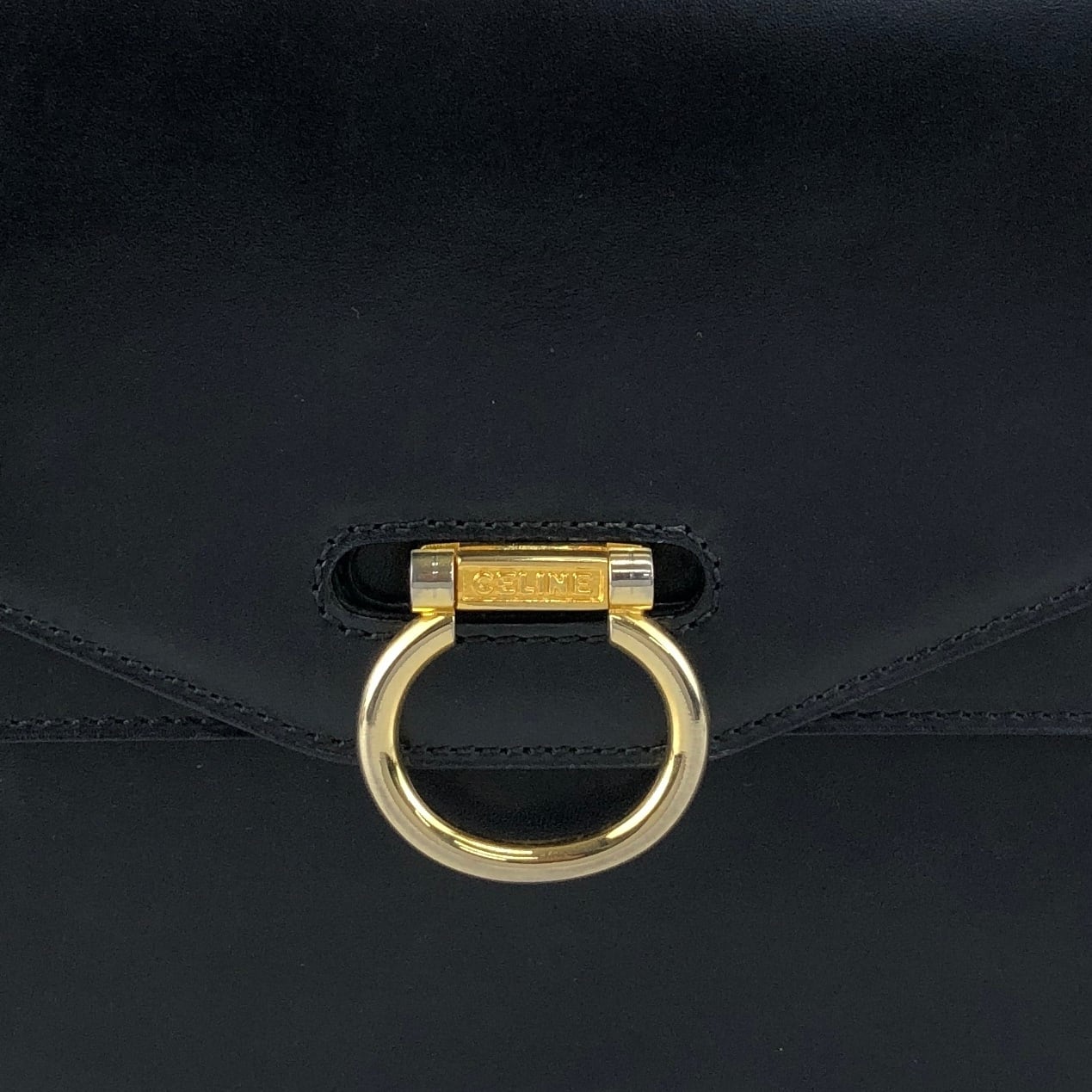 CELINE セリーヌ ハンドバッグ ブラック ガンチーニ レザー vintage