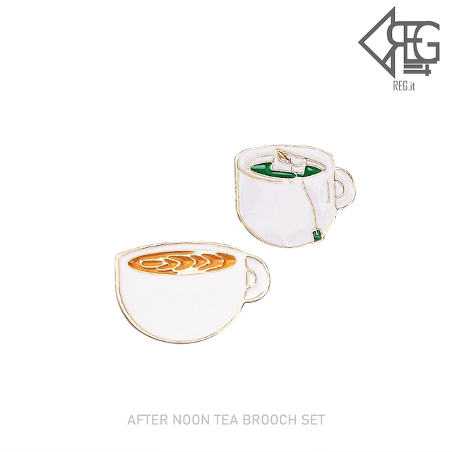 【即納】AFTER NOON TEA BROOCH SET 韓国ファッション ピンズ ピンバッジ アクセサリー ユニークピンバッジ かわいいピンバッジ 個性的なピンバッジ