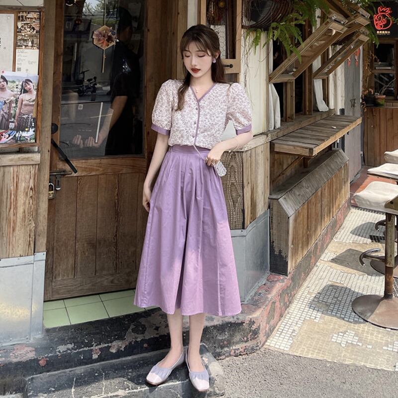 サマーフローラルシャツ スカート 夏物 花柄 試着室45730012007