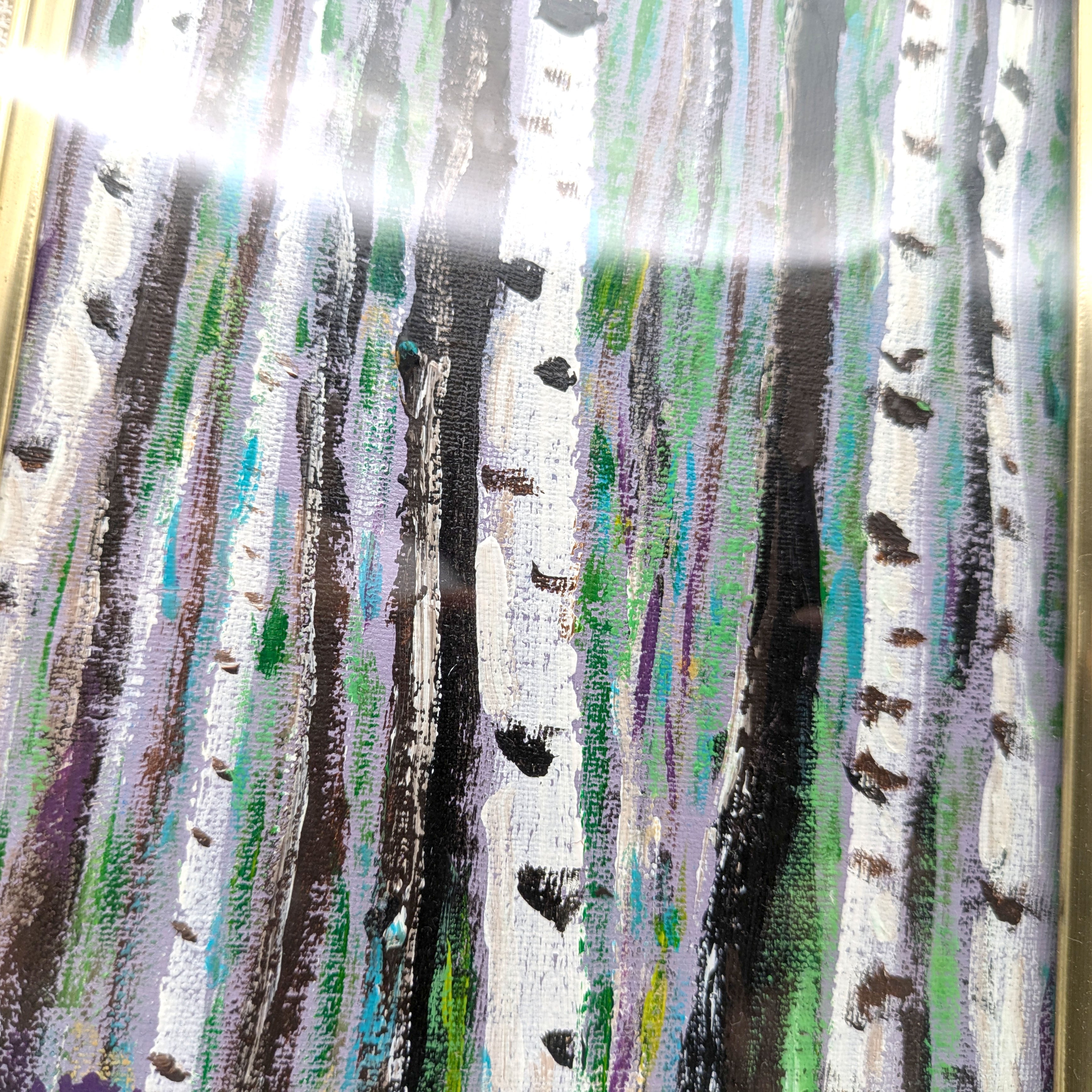 油絵・油彩画・白樺林・しらかば・絵画・美術・壁飾り 油絵・油彩画・白樺林・しらかば・絵画・美術・壁飾り