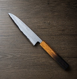 本久一作　ペティナイフ 140mm 梨地仕上げ 青紙2号 ステンレス割込み　Petty Knife 140mm – Nashiji Finish, Aogami #2, Stainless Steel Clad
