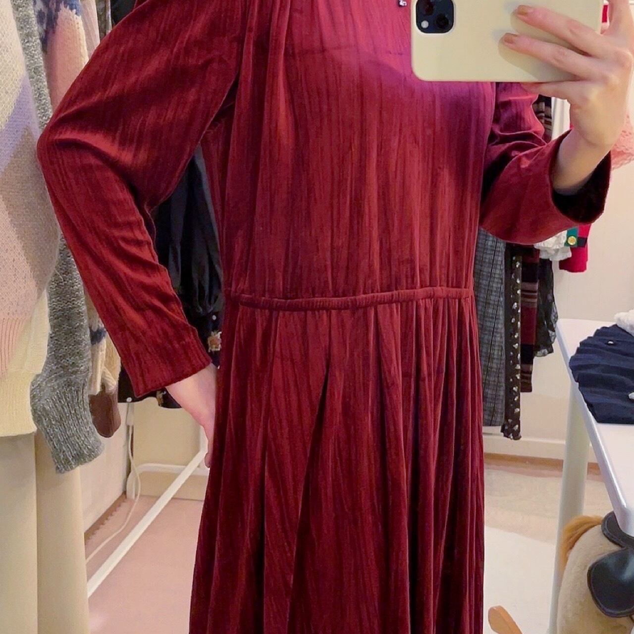 bordeaux velours wrinkle one-piece