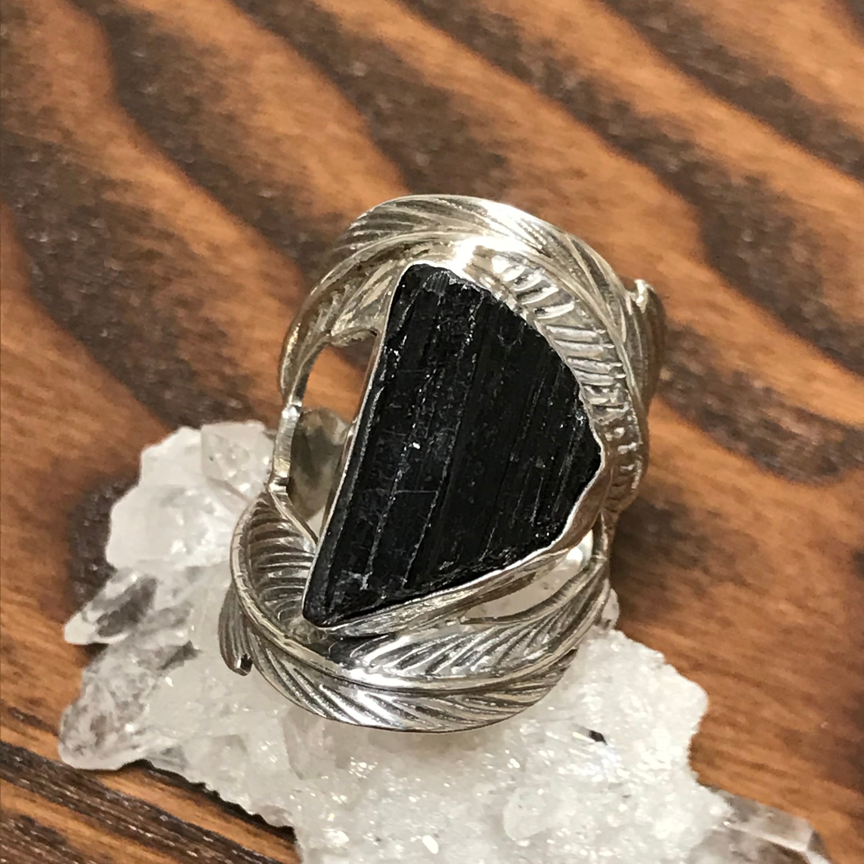 ブラックトルマリン 原石　silver925 リング　トルマリン　指輪　天然石