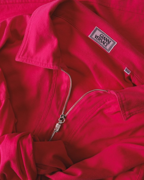 [Late 1980s-1990s] "GIANNI VERSACE" Cotton Jersey Half-Zip Knit (Designed by Gianni Versace / Made in Italy)