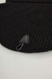 i’m here - Knit Snood(Crepe Wool-like) :Black|サークル状/片畦編み/ダブルジップ/ホーン・トグル/レザーパーツ