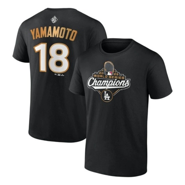 2025ロサンゼルス・ドジャース 山本由伸ワールドシリーズ優勝ネームアンドナンバーTシャツ ML25AS0198 Fanatics