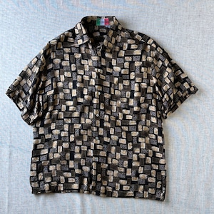 90’s Rayon Pattern Short Sleeve Shirt Unisex L,USA