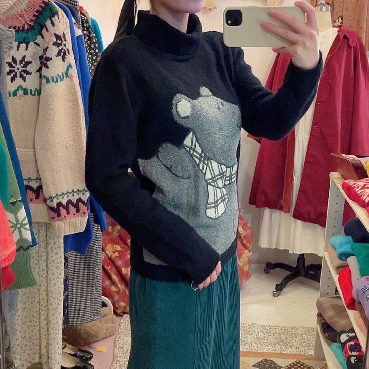 CASTELBAJAC / muffler bear black turtle sweater