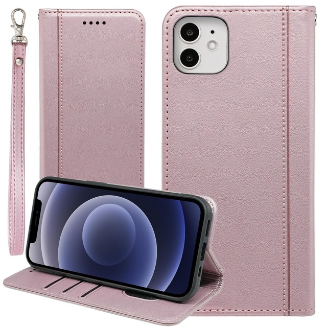 Cobeimisr iPhone 11 手帳型ケース マグネット ストラップ カード収納 スマホカバー アイフォン11 適用 ピンク