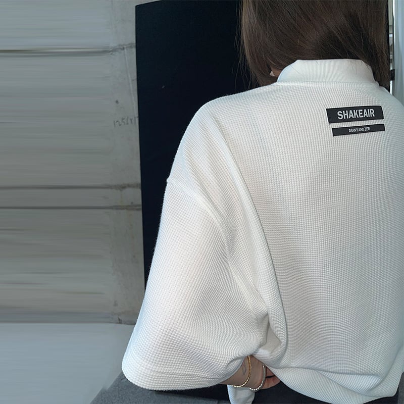 dannyandzee定番ワッフルハーフジップ半袖シャツ | mblueshop