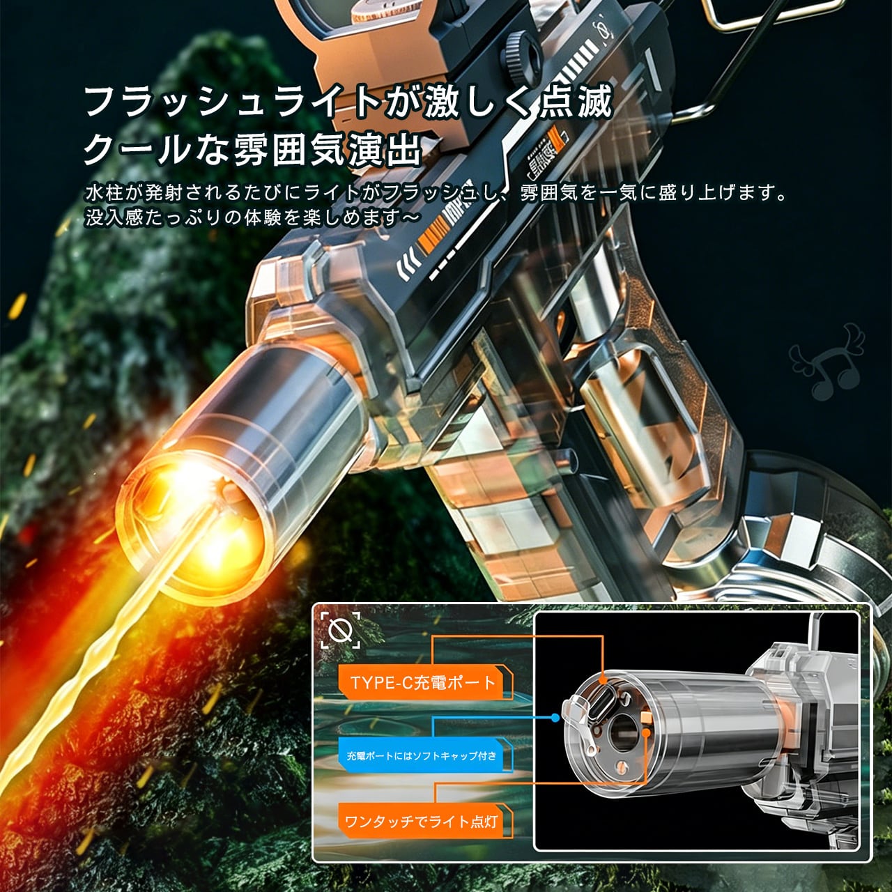 H59 .超高速連射UZI電動ウォーターガン 屋外用子供おもちゃ 水鉄砲
