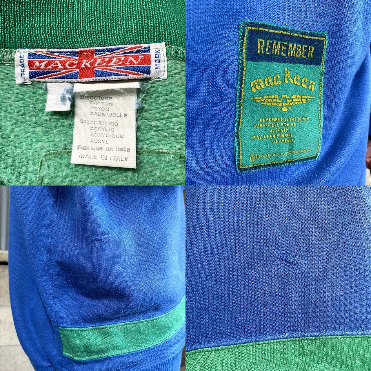 80年代 MAC KEEN イタリア製 切り替えデザインスウェット メンズL 古着 